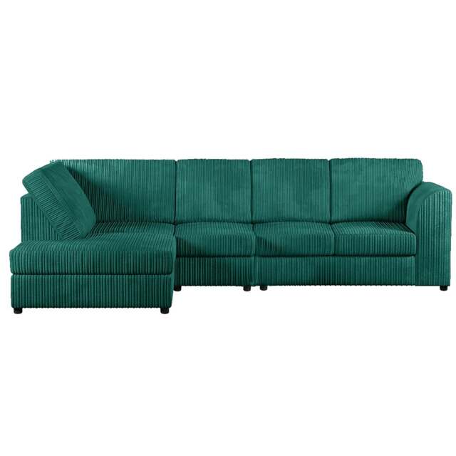Rackhams Luxor Full Cord Fabric 5 Seater Corner Sofa Full Back - Teal - Left Hand Facing