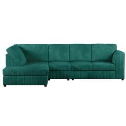 Rackhams Luxor Full Cord Fabric 5 Seater Corner Sofa Full Back - Teal - Left Hand Facing - thumbnail 1