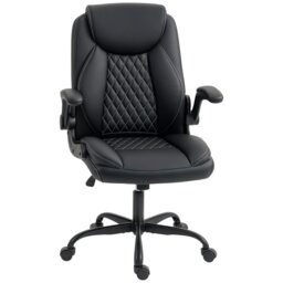 Rackhams PU Leather Office Desk Chair with Thick Cushion, Black - Brown - thumbnail 3