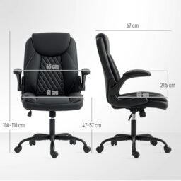 Rackhams PU Leather Office Desk Chair with Thick Cushion, Black - Brown - thumbnail 6