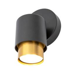 Rackhams Modern Matte Black Spot Wall Light Fitting with Inner Gold Metal - thumbnail 2