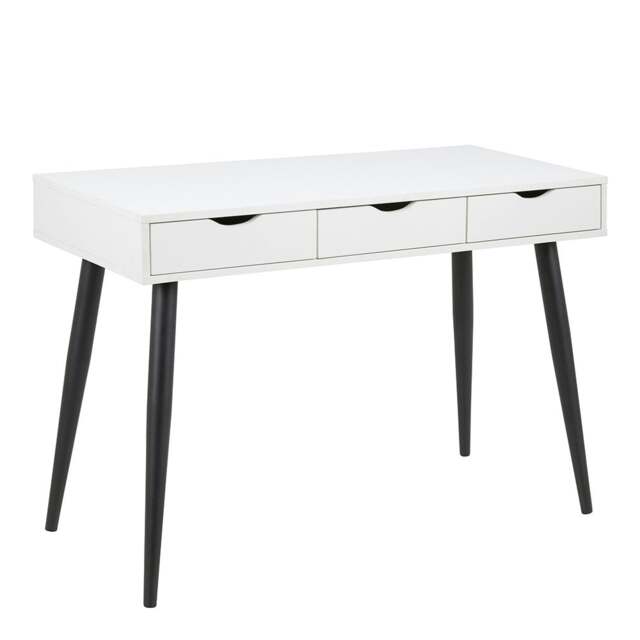 Rackhams Neptun 3 Drawer Office Desk in White with Black Legs - 1 - White and Black - 50 - image 1