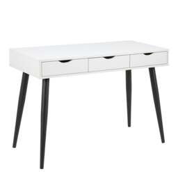 Rackhams Neptun 3 Drawer Office Desk in White with Black Legs - 1 - White and Black - 50