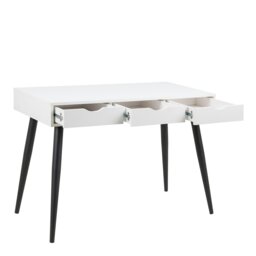 Rackhams Neptun 3 Drawer Office Desk in White with Black Legs - 1 - White and Black - 50 - thumbnail 3