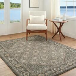Rackhams Arda-Vintage Green Blue Brown Traditional Boho Fringe Rug - 200 x 290 cm