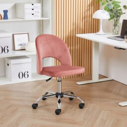 Rackhams Office Chair, Padded Armless Mid Back Swivel Desk Chair with Chrome Base, 150kg Load - Pink