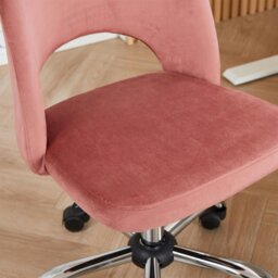 Rackhams Office Chair, Padded Armless Mid Back Swivel Desk Chair with Chrome Base, 150kg Load - Pink - thumbnail 5