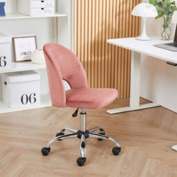 Rackhams Office Chair, Padded Armless Mid Back Swivel Desk Chair with Chrome Base, 150kg Load - Pink - thumbnail 6