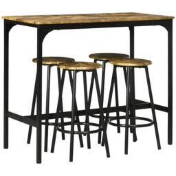 Rackhams Five-Piece Industrial-Style Bar Table Set - Brown/Black - thumbnail 1
