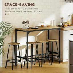 Rackhams Five-Piece Industrial-Style Bar Table Set - Brown/Black - thumbnail 5