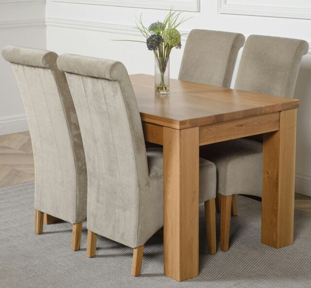Rackhams Dakota Small Oak Dining Table with Montana Fabric Chairs - 4 chairs - Grey - image 1