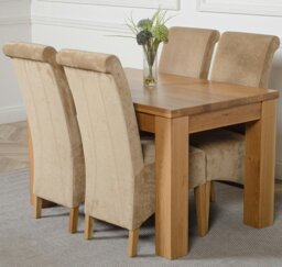 Rackhams Dakota Small Oak Dining Table with Montana Fabric Chairs - 4 chairs - Grey - thumbnail 2