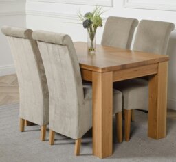 Rackhams Dakota Small Oak Dining Table with Montana Fabric Chairs - 4 chairs - Grey