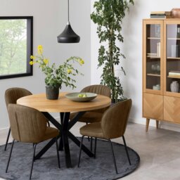 Rackhams Heaven Dining Table in Oak with Black Legs - Black - No - Brown - thumbnail 3