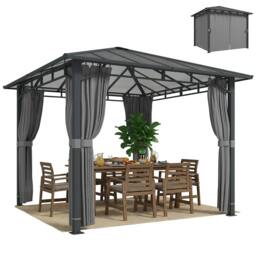 Rackhams 3 x 3 m Hardtop Gazebo with PC Roof, Aluminium Garden Gazebo, Tan - 302 x 302 x 267 cm - Hardtop gazebo - Tan - thumbnail 2