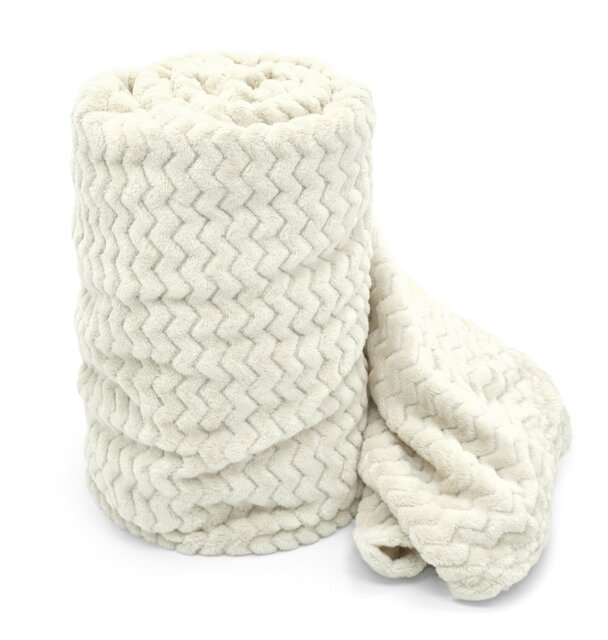 Rackhams Moda Ribbed Chevron Super Soft Blanket - 150cm x 200cm - Cream - image 1