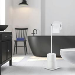 Rackhams White Stainless Steel Freestanding Toilet Roll Holder - thumbnail 3