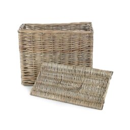 Rackhams Rectangular Toilet Tidy Lidded Wicker Basket - thumbnail 3