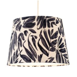 Rackhams Midnight Blue Palm Leaf Themed 25cm Drum Lampshade with Fabric Lining - thumbnail 2