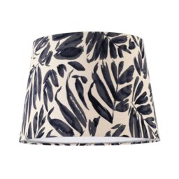 Rackhams Midnight Blue Palm Leaf Themed 25cm Drum Lampshade with Fabric Lining - thumbnail 1