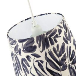 Rackhams Midnight Blue Palm Leaf Themed 25cm Drum Lampshade with Fabric Lining - thumbnail 4