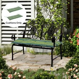 Rackhams 2 Pieces Replacement Cushions for Garden Bench, with Strips, Blue - Green
