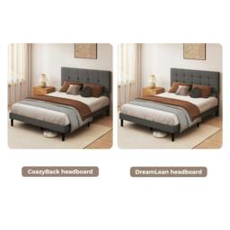 Rackhams Upholstered Bed Frame Linen Fabric with Tufted Headboard Double King - DreamLear-Double - thumbnail 5