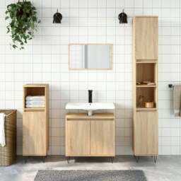 Rackhams Bathroom Cabinet Sonoma Oak 58x33x60 cm Engineered Wood - Brown - Engineered wood, iron