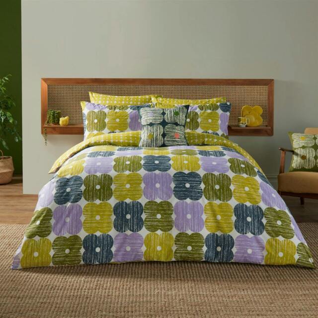Rackhams Textured Flower Duvet Cover Set - Multi - Double - image 1