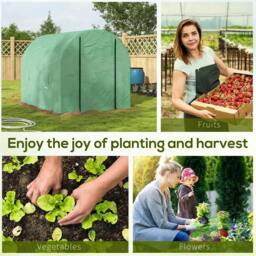 Rackhams Walk-In Garden Polytunnel Greenhouse with Steel Frame, PE Cover, Roll-Up Door and 4 Windows, 2.5 x 2m, Green - thumbnail 6