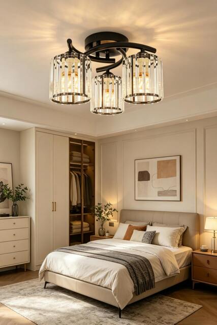 Rackhams 3-Light Ceiling Light with Glass Shade - Black - image 1