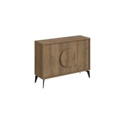 Rackhams Gora Sideboard Modern Storage Cabinet with 2 Pull-open Doors Metal Legs 110cm Width - White Mocha Grey - thumbnail 6