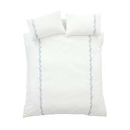 Rackhams Camille Embroidered Floral 200 Thread Count Cotton Duvet Cover Set White / Blue - King - White / Blue - thumbnail 5