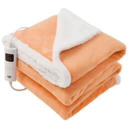 Rackhams Heated Throw Electric Fleece Over Blanket Sofa Bed 160 X 130cm Tangerine