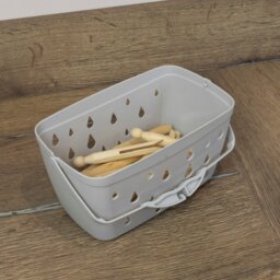 Rackhams Plastic Peg Basket, Grey with 48 Wooden Dolly Pegs, Brown - thumbnail 5