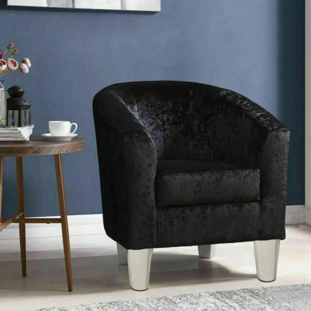 Rackhams Adult Velvet Tub Chair Armchair Black