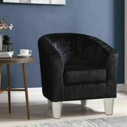 Rackhams Adult Velvet Tub Chair Armchair Black