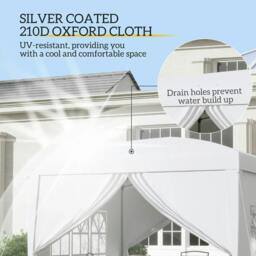Rackhams 3 x 3m Pop Up Gazebo, Wedding Party Canopy Tent Marquee with Carry Bag and Windows, White - thumbnail 6