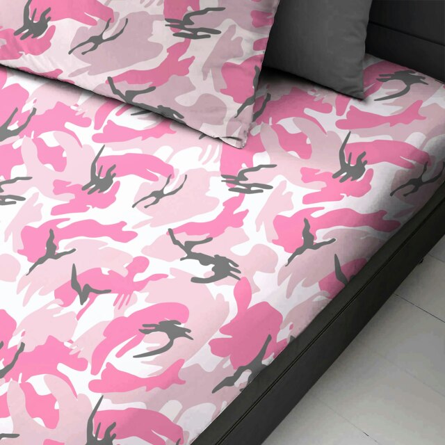 Rackhams Camouflage Cotton Blend Fitted Sheet - Pink - Single - image 1