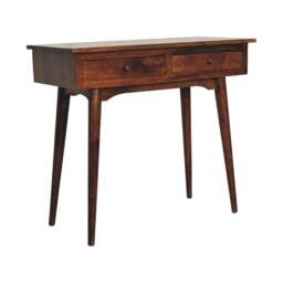 Rackhams Solid Wood Chestnut Hallway 2 Drawer Console Table - thumbnail 2
