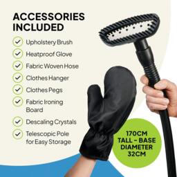 Rackhams f1200 Clothes Steamer Pro - Powerful 2200W Garment Steamer, 3L Tank, Dual Steam, Ideal for Clothes, Curtains and All Fabrics - Matt Black - thumbnail 6