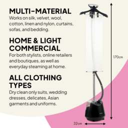 Rackhams f1200 Clothes Steamer Pro - Powerful 2200W Garment Steamer, 3L Tank, Dual Steam, Ideal for Clothes, Curtains and All Fabrics - Matt Black - thumbnail 5