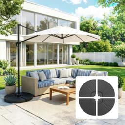 Rackhams 4PCs Parasol Bases Umbrella Weights w/ Handles for Garden Patio, Black