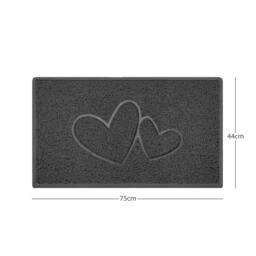 "Rackhams ""Double Heart"" Embossed Loofah Textured Spaghetti Doormat - Brown - 90cm x 60cm - Yes (Suitable for Indoors)" - thumbnail 4