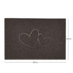 "Rackhams ""Double Heart"" Embossed Loofah Textured Spaghetti Doormat - Brown - 90cm x 60cm - Yes (Suitable for Indoors)"