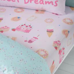 Rackhams Sweet Treats Fitted Sheet Pink - Single - Pink - thumbnail 1