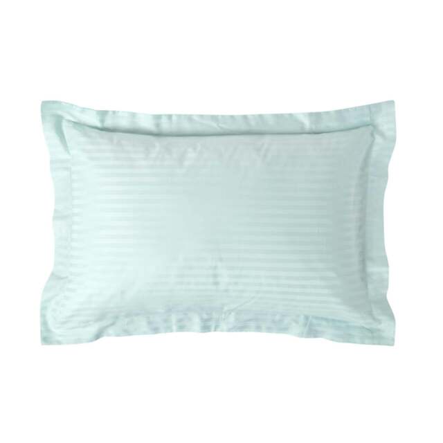 Rackhams Silky 330 TC Egyptian Cotton Satin Stripe Oxford Pillowcase, Standard Size - Blue - image 1