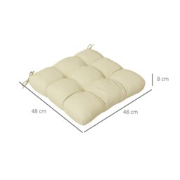 Rackhams Set of 4 Outdoor Seat Cushion with Ties, for Garden Furniture, Beige - Beige - Yarn-dyed Fabric - 48L x 48W x 8Hcm - thumbnail 6