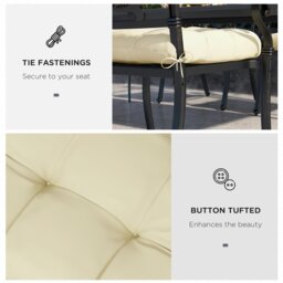 Rackhams Set of 4 Outdoor Seat Cushion with Ties, for Garden Furniture, Beige - Beige - Yarn-dyed Fabric - 48L x 48W x 8Hcm - thumbnail 5
