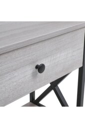 Rackhams 3 Tier Industrial Style Narrow Wooden Console Table with Drawers and Shelves - Grey - thumbnail 5